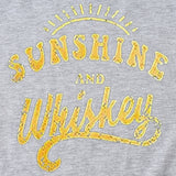 Damen-T-Shirt „Sunshine and Whishkey“ mit Rundhalsausschnitt und kurzen Ärmeln, groß
