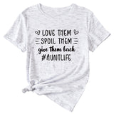 Lässiges T-Shirt mit Rundhalsausschnitt und kurzen Ärmeln mit Buchstabendruck von Love Them Spool