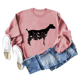 Plant Flower Sheep Print New Autumn and Winter Women's Long Sleeve Loose Large Sweater