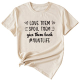 Lässiges T-Shirt mit Rundhalsausschnitt und kurzen Ärmeln mit Buchstabendruck von Love Them Spool