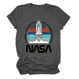 NATIONAL AERONAUTICS Summer New Letter Rocket Printing Short Sleeve T-shirt Female