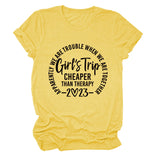 Girls' Travel Ratio Letter Round Neck Short Sleeve Loose Women's T-shirt