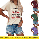 Large Women's Wear F-bomb Mom with Tattos Short-sleeved T-shirt