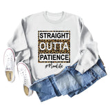 STRAIGHT OUTTA PATIENCE Leopard Print Letters Round Neck Long-sleeved Sweater Women