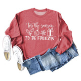 Tis The Season TO BE Letters Printed Long-sleeved Sweater Women