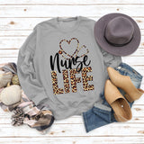 Round Neck Letter Tops Women's Long Sleeve Nunse Life Loose Sweatshirt