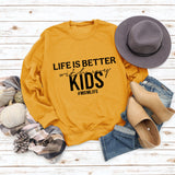 Life Is Better with Crewneck Loose Bottomed Long-sleeved Sweatshirt Woman