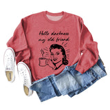 Hello Darkness My Letter Printing Loose Long Sleeve Ladies Sweater