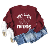 BEST GHOUL FRIENDS WOMEN'S MONOGRAM PRINT BOTTOMED CREWNECK SWEATSHIRT