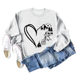 Love Camping Bus Print Round Neck Long Sleeve Oversized Sweatshirt Women