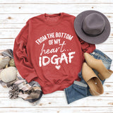 From The Bottom Letters Round Neck Women's Tops Long-sleeved Printed Loose Sweatshirt