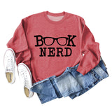 BOOK NERD GLASSES LOOSE FIT CREWNECK LONG SLEEVE WOMEN'S SWEATSHIRT