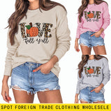 Love Fall Y'all Letters Pumpkin Leopard Print Halloween Long-sleeved Large Size Sweater