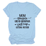 MAMAN GRAND-MÈRE GRANDE MODE LETTRE CREWNECK T-SHIRT À MANCHES COURTES FEMME-Shirt