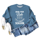 GRAB YOUR BALLS ITS Letters Loose Plus Size Long-sleeved Sweater Women