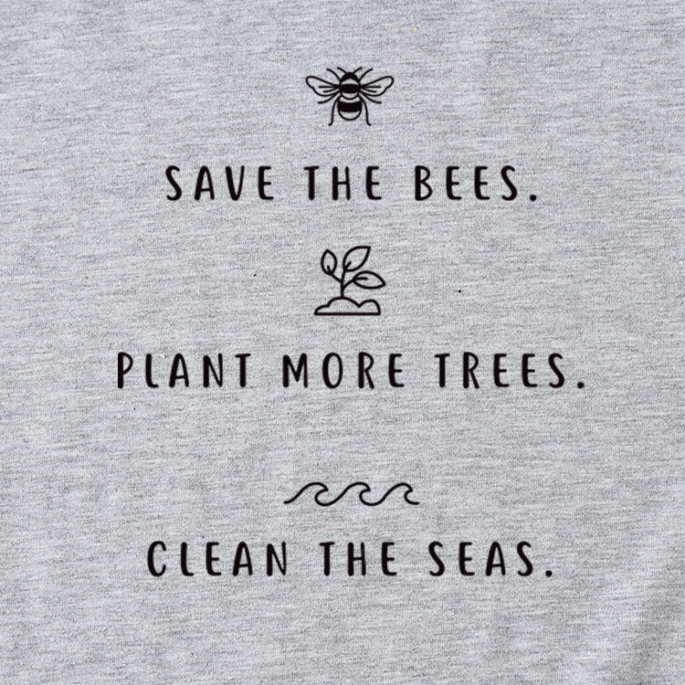 SAVE tHE BEES PLANt Letter Casual Round Neck Short Sleeve Women's t-ShirT-Shirt