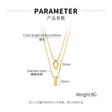 NEHZUS JewelrySimple Kleine Vielzahl von stapelbaren Titanstahl-Halsketten Quadratische lange doppellagige Herbst- und Winter-Pulloverkette
