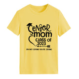T-shirt à manches courtes et col rond pour femme, lettre de classe Senior Mom Class, mode dames