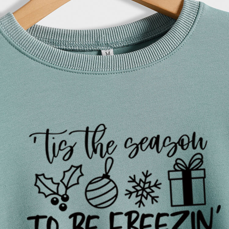Tis The Season TO BE Letters Printed Long-sleeved Sweater Women