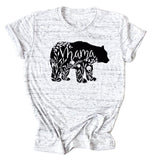 Damen-Oberteile Mama Bear Damen-T-Shirt mit lässigem Buchstaben-Print, kurzärmelig