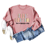GREAT GRANDMA LOVE Women's Letter Leopard Long Sleeve Sweater Women
