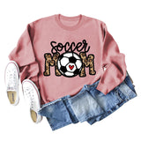 Soccer Mom Football Love Letter Leopard Crew Neck Fall/Winter Long Sleeve Sweater Women