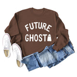 SPOT FUTURE GHOST GHOST LETTER LOOSE LONG SLEEVES PLUS SIZE SWEATSHIRT WOMAN