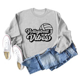 Volleyball Vibes Volleyball Alphabet Print Fashion Backing Long Sleeve Oversize Sweatshirt