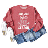 GRAB YOUR BALLS ITS Letters Loose Plus Size Long-sleeved Sweater Women