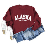 ALASKA Mountain Alphabet Loose Bottomed Long Sleeve Sweater