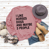 I LIKE HORSES Round Neck Letter Tops Female Long-sleeved Loose Printed Sweatshirt