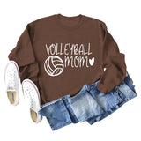 VOLLEYBALL MOM Volleyball Letter Love Round Neck Autumn Winter Long Sleeve Loose Bodysuit