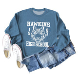 Hawkins 1893 High Letter Round Neck Fashion Loose Long Sleeve Sweater for Women