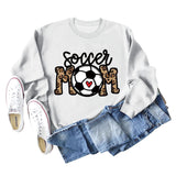 Soccer Mom Football Love Letter Leopard Crew Neck Fall/Winter Long Sleeve Sweater Women