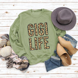 Women's Tops GIGI LIFE Leopard Print Letters Casual Sweatshirt