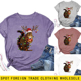 Eichhörnchen Print Frau Casual Crewneck Kurze Ärmel