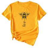Mode Damenbekleidung Let It Bee Muster Sommer Rundhals Kurzarm Damen