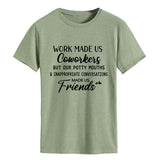 Modisches Damen-T-Shirt mit Rundhalsausschnitt und kurzen Ärmeln „WORK MADE US“