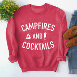 Autumn and winter new women's campfires and cocktails letter printed sweater