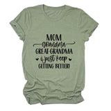 MAMAN GRAND-MÈRE GRANDE MODE LETTRE CREWNECK T-SHIRT À MANCHES COURTES FEMME-Shirt