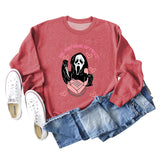 NO YOU HANG UP FIRST Heart Letter Print Women's Sweatshirt Round Neck Long Sleeve