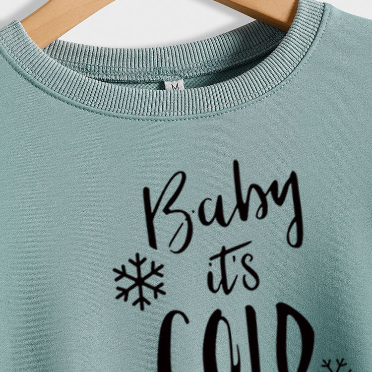 Baby It's Cold Outside Autumn and Winter Women Top Letter Print Round Neck Sweater