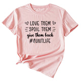 Lässiges T-Shirt mit Rundhalsausschnitt und kurzen Ärmeln mit Buchstabendruck von Love Them Spool
