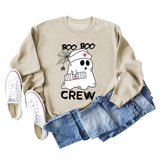 BOO BOO CREW Letter Printing Round Neck Autumn and Winter Long Sleeve Plus Size Sweater Women