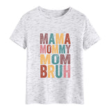 MAMA MOMMY MOM Lettre Mode Col Rond Lâche Manches Courtes T-Shirt