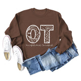 OT Occupational Therapist Letters Women's Crewneck Long-sleeved Sweatshirt