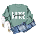 Cardiac Nurse Lettering Loose Crewneck Underneath Long-sleeved Sweatshirt