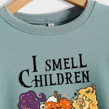 I SMELL CHILDREN Pumpkin Letter Printing Round Neck Loose Long Sleeve Sweater Girl