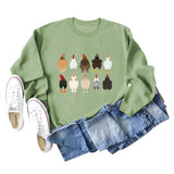 Chick Printed Thanksgiving Day Long Sleeve Shirt Large Size Sweatshirt