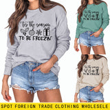 Tis The Season TO BE Letters Printed Long-sleeved Sweater Women
